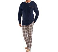 sesto senso Pyjama Homme Coton 100% - Ensemble 2 Pièces avec Pantalon Long et Haut Manche Longue - Pyjama Hiver Confortable, Doux et Respirant - Vêtements de Nuit M 2576/26 Bleu foncé