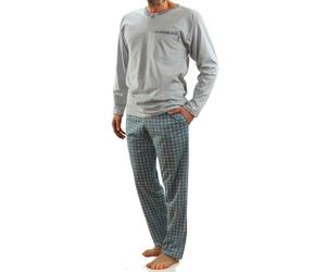 sesto senso Pyjama Homme Coton 100% - Ensemble 2 Pièces avec Pantalon Long et Haut Manche Longue - Pyjama Hiver Confortable, Doux et Respirant - Vêtements de Nuit M Mélange Gris