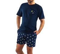 sesto senso Pyjama Voiliers Homme Court Coton Ensemble Shorts T-Shirt Manches Courtes Bleu foncé 4XL 2556/10 DRUK