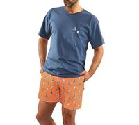 sesto senso Pyjama Voiliers Homme Court Coton Ensemble Shorts T-Shirt Manches Courtes Orange 4XL 2556/08 DRUK
