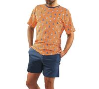 sesto senso Pyjama Voiliers Homme Court Coton Ensemble Shorts T-Shirt Manches Courtes Orange L 2556/08