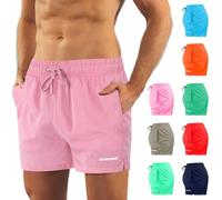 sesto senso Short de Bain pour Homme Rose Doublure Intérieure Maillott de Plage Taille Courte Couleurs Tendance SZ2405 L Pink
