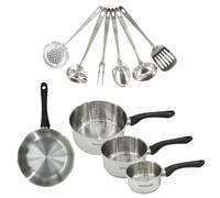Set 1 poêle 20 cm, 3 casseroles en inox et 6 ustensiles inox Geneva Fackelmann