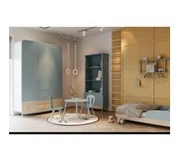 Set 1 Table + 2 Chaises Firmiana - Style Scandinave - Coloris : Bleu Orage & Bois Naturel - Demeyere Bleu
