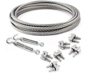 SET 10m cable 3mm acier inox cordage torons: 7x7 + 6 serre-câbles étrie + 2 tendeur oeil-crochet M4 - beaucoup de tailles disponibles