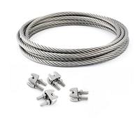 SET 10m cable 5mm acier inox cordage torons: 7x19 + 4 serre-câbles étrie - beaucoup de tailles disponibles