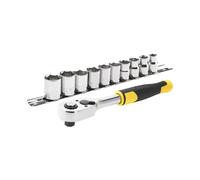 Stanley Cliquet 3/8" STMT82670-0 – 72 dents, angle 5°, levier d'inversion, 10 douilles, 11 pièces