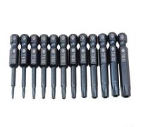 Set 12 Embouts Visseuse pour torx T5-T40, 50mm Aimantés Bleus | Pour Bricolage Maison, pour forte Aimantation, pour idéal Pro, Acier Allié Dur, Tailles pour t5-T40