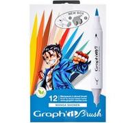 Graph'it – Marqueurs à alcool Manga Shonen – double pointe extra fine et pinceau – Multicolore E