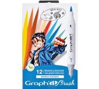 Set 12 marqueurs à alcool Graph it Manga Shonen double pointe extra fine et pinceau Multicolore E