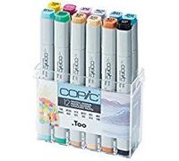 COPIC Classic Set « Couleurs pastel », Set de 12 pièces dans un présentoir acrylique, Twin Marker avec une pointe moyenne et une pointe fine