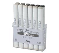 Set 12 Marqueurs Manga Copic Sketch Gris Chaud