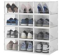 Set 12 Pcs Boîtes à Chaussures Empilables 35x25x19cm Range-Chaussures Gain de Pl