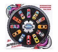 Set 12 Voitures Métal à Rétrofriction 7 cm - Mini Bolides Enfants | 12 Bolides Assortis - Propulsion Mécanique, Design Racing & Jeu Sans Piles