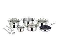 Lagostina Evelia Batterie de Cuisine en Acier Inoxydable 18/10 pour Induction, Gaz et Four, 13 Pièces, 4 Marmites, Casserole, Poêle Antiadhésive, Louche, Écumoire, Cuillère à Spaghetti, 4 Couvercles