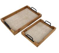 SET 2 BANDEJAS MADERA C/ASAS