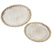 SET 2 BANDEJAS MADERA/RATTAN REDDA