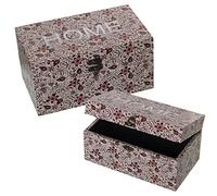 SET 2 CAJAS DECORADAS MADERA DM/LONA POLIÉSTER HOME- 30X18X15+24X14X12CM