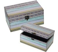 SET 2 CAJAS DECORADAS MADERADM/LONA POLIÉSTER 30X18X15+24X14X12CM