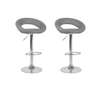Set 2 Chaises de Bar Tabourets en cuir PU Gris et Métal Argenté Réglables en Hauteur et Pivotantes pour Salle à Manger ou Cuisine Moderne Beliani