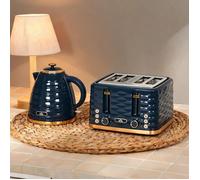 Set 2-en-1 grille-pain et bouilloire soft blue, design nervuré brillant, 7 niveaux - Blue Plastic 24.1 x 19.5 x 23.2 cm Ref IRK667
