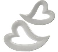SET 2 FIGURAS CORAZON CERAMICA BLANCO