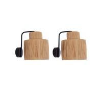 Set 2 Lampes Murales Style Boho Abat-Jour Feuille de Palmier Fait Main Naturel e [EEK: F]