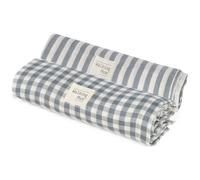 Set 2 langes praliné vichy rayures matcha (70x70 cm)