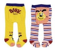 Set 2 paires de collants chien jaune et orange - baby born 43 cm - zapf - accessoire habit - vêtement poupée et poupon