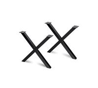 Set 2 pieds CROSS de hauteur 695mm en acier finition noir - - 2040214