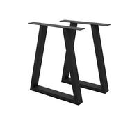 Set 2 Pieds de Table - 60 x 72 cm - Trapèze - Noir - en Acier Revêtu de Poudre
