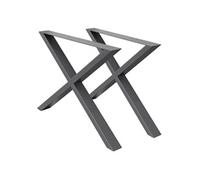 ECD Germany Set 2 Pieds de Table - 60x72 cm - Design X - Anthracite - en Acier Revêtu de Anthracite G