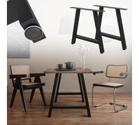 Set 2 pieds de table pour bureau 70x72cm forme A en acier noir design industriel