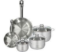 Set 2 poêles 20 28 cm en inox, 3 faitouts inox 16, 20 et 24 cm Eterna Fackelmann