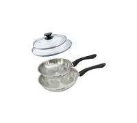 Set 2 poêles 20 et 24 cm en inox et couvercles verres Fackelmann Geneva