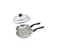 Set 2 poêles 20 et 24 cm en inox et couvercles verres Geneva Fackelmann