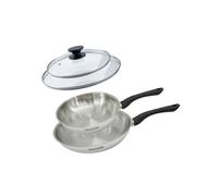 Set 2 poêles 24 et 28 cm en inox et couvercles verre Fackelmann Geneva