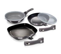 Set 2 Poêles à Frire et Poêle à Griller Induction 20-24-28 cm, Poignées Amovible