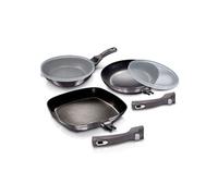 Set 2 Poêles à Frire et Poêle à Griller Induction 20-24-28 cm, Poignées Amovible, Berlinger Haus, Carbon Pro, , Gris Foncé