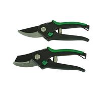 Set 2 Sécateurs Jardin Enclume + Bypass Acier