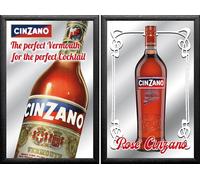 Set: 2 Spiegelbilder Cinzano Armoise Vermouth Rose Bouteille 20x30 CM Murales