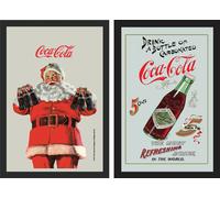 Set: 2 Spiegelbilder Coca-Cola Rétro Vintage Père Noël Cola Bouteille 20x30cm