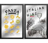 JS-GartenDeko – Set de 2 tableaux déco Italien Alimentaire Pizza Pâtes – 20x30 cm
