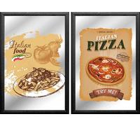 Set: 2 Spiegelbilder Italian Alimentaire Pizza Pâtes Déco 20x30 CM