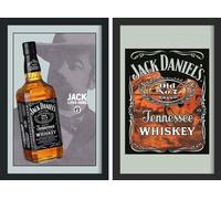 Set: 2 Spiegelbilder Jack Daniel's Whisky Bouteille & Emblème 20x30 CM Murales