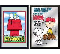 Set: 2 Spiegelbilder Snoopy Peanuts 20x30 CM Chambre D'Enfants Image Décorative