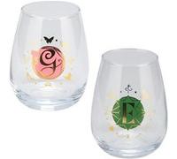Wicked Movie Set de 2 tasses en verre - avec monogramme Elphaba & Glinda, cadeau Disney sous licence officielle pour les fans de, verres élégants, 470ml (16 fl oz) | Paladone