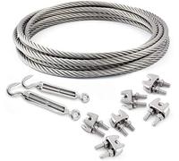 SET 20m cable 3mm acier inox cordage torons: 7x7 + 6 serre-câbles étrie + 2 tendeur oeil-crochet M4 - beaucoup de tailles disponibles