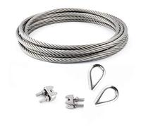 SET 20m cable 4mm acier inox cordage torons: 7x19 + 2 serre-câbles étrie + 2 cosse coeur - beaucoup de tailles disponibles