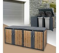 Set 2x abri pour poubelles anthracite 4x cache-poubelle boîtes de rangement 240L